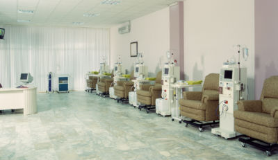 row of chairs at a dialysis facility